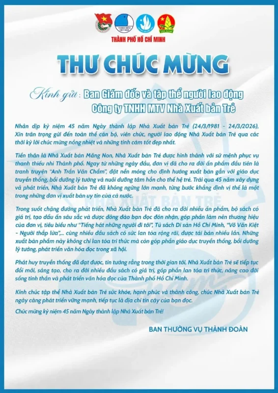 Thanh Doan Thanh Pho Ho Chi Minh Gui Tang Hoa Va Thu Chuc Mung Nhan Dip Nha Xuat Ban Tre Ky Niem 45 Nam Thanh Lap 1774771298