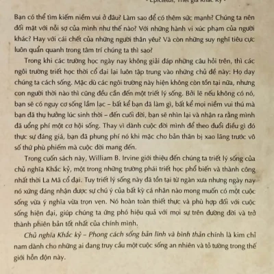 chủ nghĩa khắc kỷ phong cách sống bản lĩnh và bình thản william b. irvine