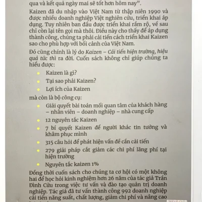 kaizen cải tiến hiện trường, hiệu quả tức thì thực hành kaizen trong doanh nghiệp việt mba trần Đình cửu