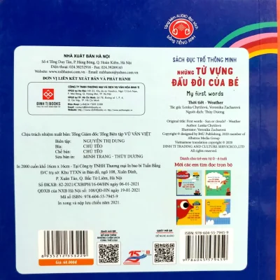 sách Đục trổ thông minh những từ vựng Đầu Đời của bé my first words thời tiết weather (bìa cứng) lenka chytilová, veronika zacharová