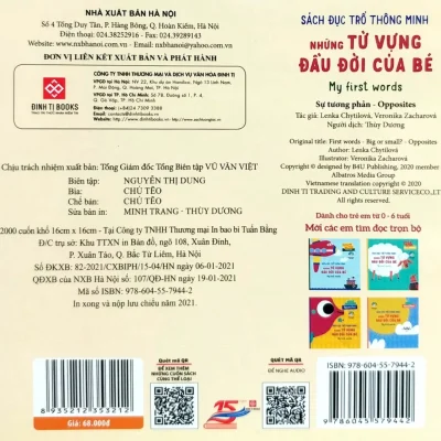 sách Đục trổ thông minh những từ vựng Đầu Đời của bé my first words sự tương phản opposites (bìa cứng) lenka chytilová, veronika zacharová