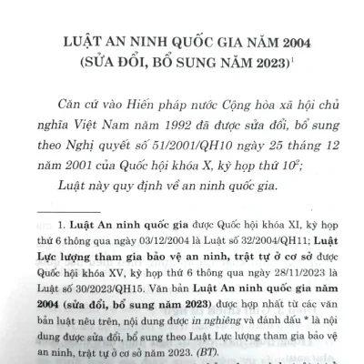 luật an ninh quốc gia năm 2004 (sửa Đổi, bổ sung năm 2023) quốc hội