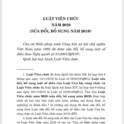 luật viên chức năm 2010 (sửa Đổi, bổ sung năm 2019) quốc hội