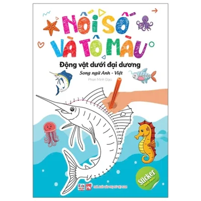nối số và tô màu Động vật dưới Đại dương song ngữ anh việt (2025) phan minh Đạo