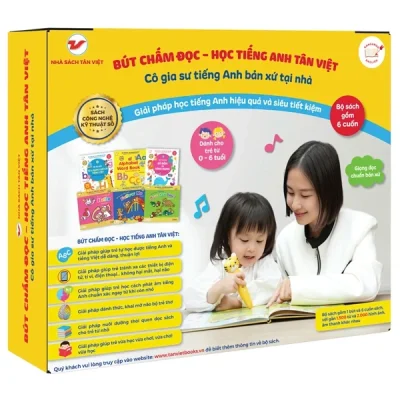 Bút Chấm Đọc-Học Tiếng Anh Tân Việt - Cô Gia Sư Tiếng Anh Bản Xứ Tại Nhà - Phiên Bản 6 Sách (Dành Cho Trẻ Từ 0 Đến 6 Tuổi) (2025) (Bộ Hộp) - Tân Việt