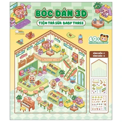 bóc dán 3d tiệm trà sữa baby three (2025) little rainbow