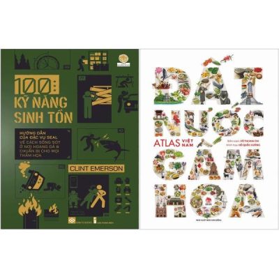 Combo Sách Đất Nước Gấm Hoa - Atlas Việt Nam + 100 Kỹ Năng Sinh Tồn (Bộ 2 Cuốn) - Võ Thị Mai Chi, Hồ Quốc Cường, Clint Emerson