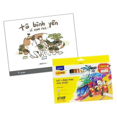 Combo Sách Tô Bình Yên Vẽ Hạnh Phúc + Hộp 20 Bút Lông Màu Rửa Được Washable Fiber Pen – Colokit SWM-C009 (Bộ 2 Cuốn) – Kulzsc