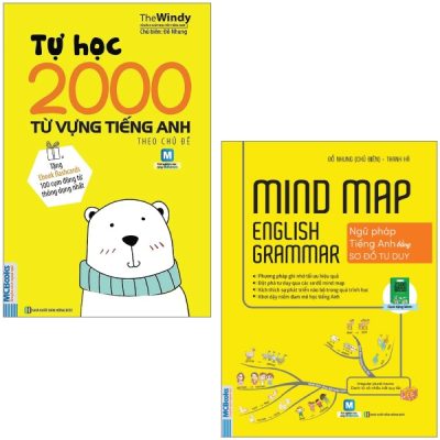 Combo Sách Mindmap English Grammar - Ngữ Pháp Tiếng Anh Bằng Sơ Đồ Tư Duy + Tự Học 2000 Từ Vựng Tiếng Anh Theo Chủ Đề (Bộ 2 Cuốn) - Đỗ Nhung, The Windy
