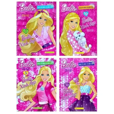 Sách Tô Màu Có Dán Hình - Barbie Xinh Đẹp (Bộ 4 Cuốn) - Nhiều Tác Giả