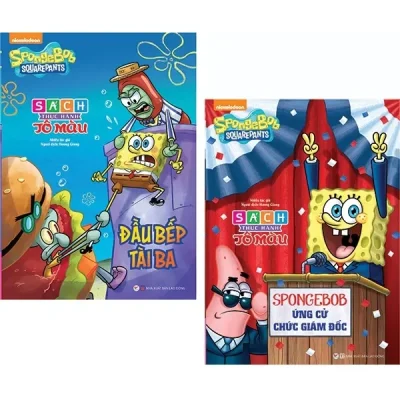 Sách Thực Hành Tô Màu Spongebob: Đầu Bếp Tài Ba + Ứng Cử Chức Giám Đốc (Bộ 2 Cuốn) - Nhiều Tác Giả